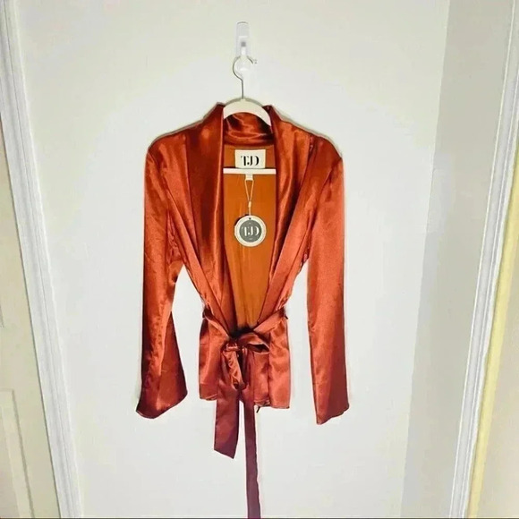 The Jetset Diaries Leo Wrap Top in Copper Satin Medium - Picture 3 of 10